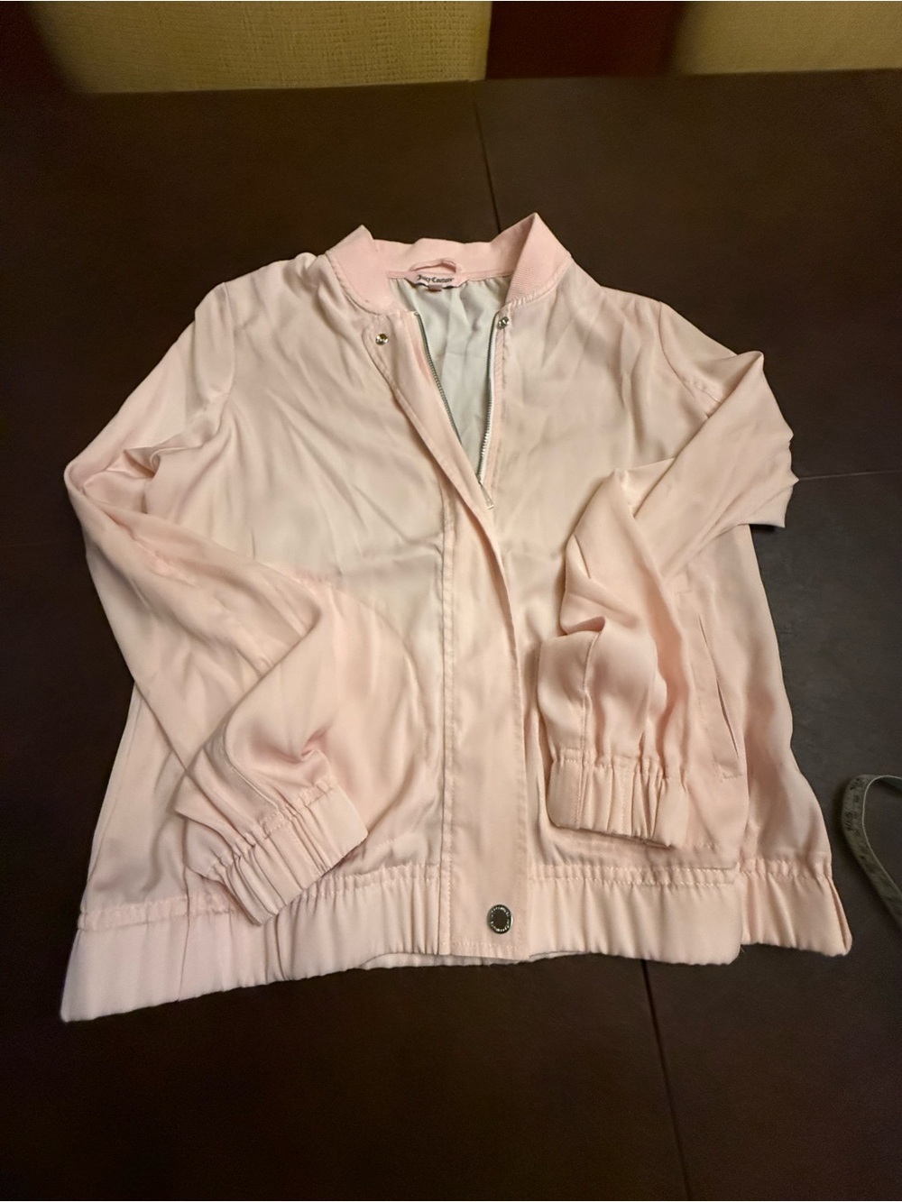 Juicy Couture Pastel Pink Satin Bomber Jacket
